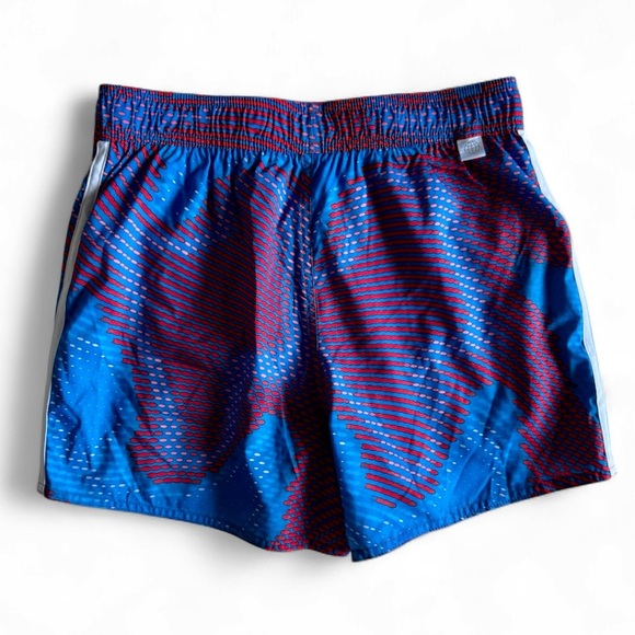 New Adidas 3-Stripe Running Shorts w/ Brief Liner Blue Red Printed Size Small - Picture 3 of 7